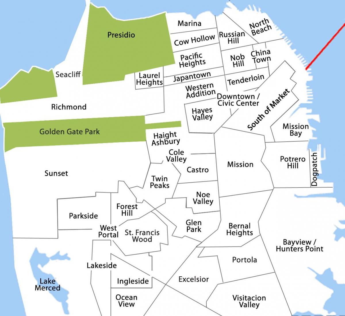 Harta bayview districtul San Francisco 