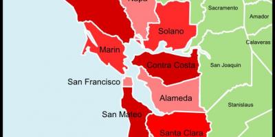 San Francisco bay area county arată hartă