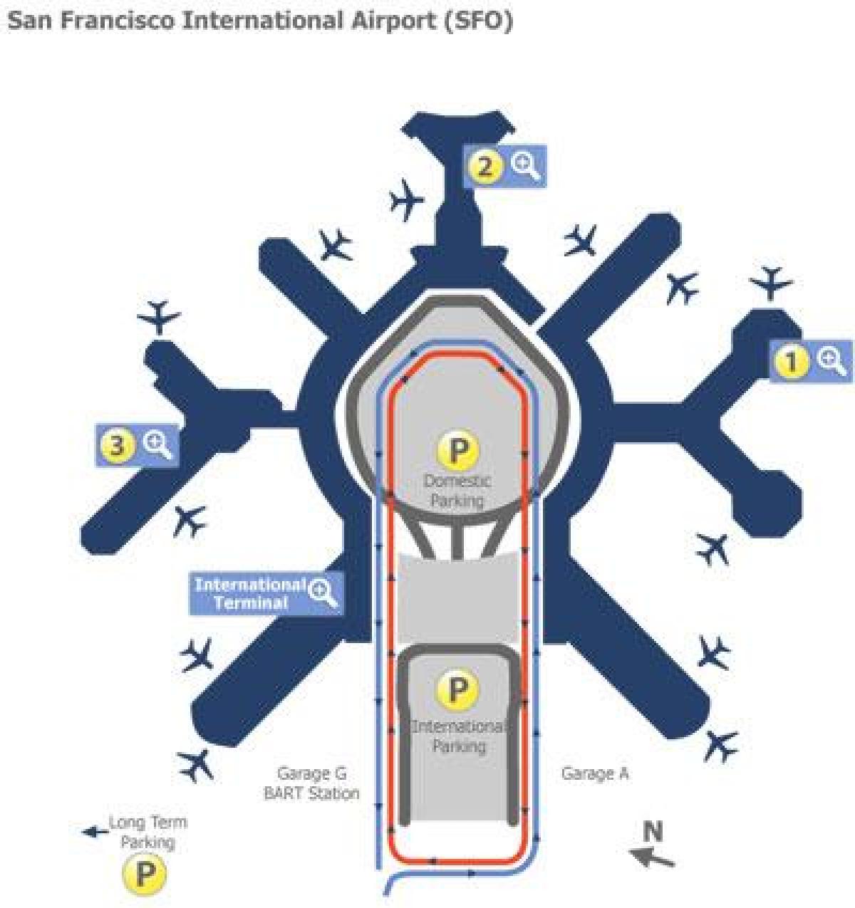 Aeroportul San Francisco gate arată hartă