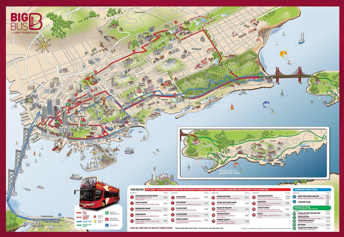 San Francisco tur cu autobuzul hartă