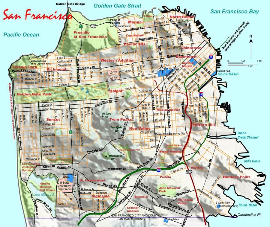 Harta bay area altitudine
