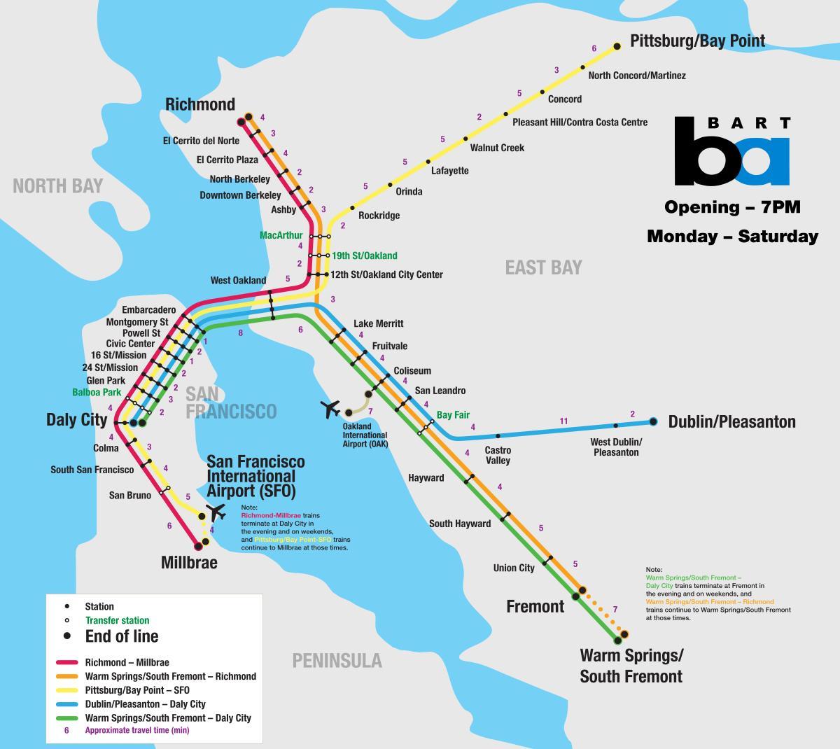bart sistemul San Francisco arată hartă