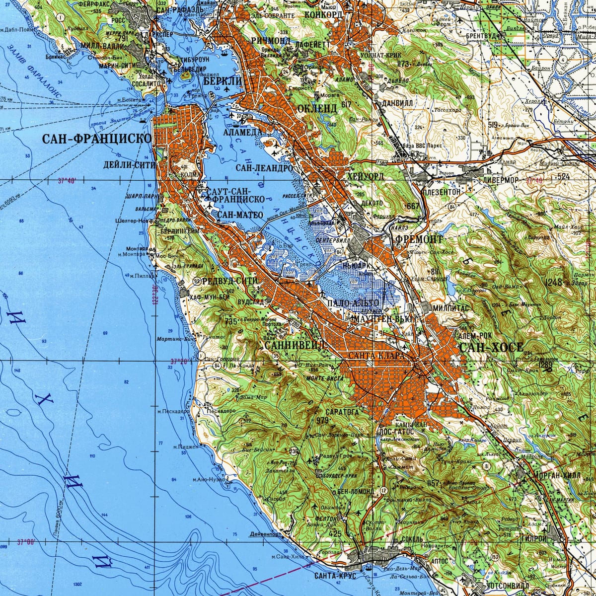 San Francisco bay area hartă topografică