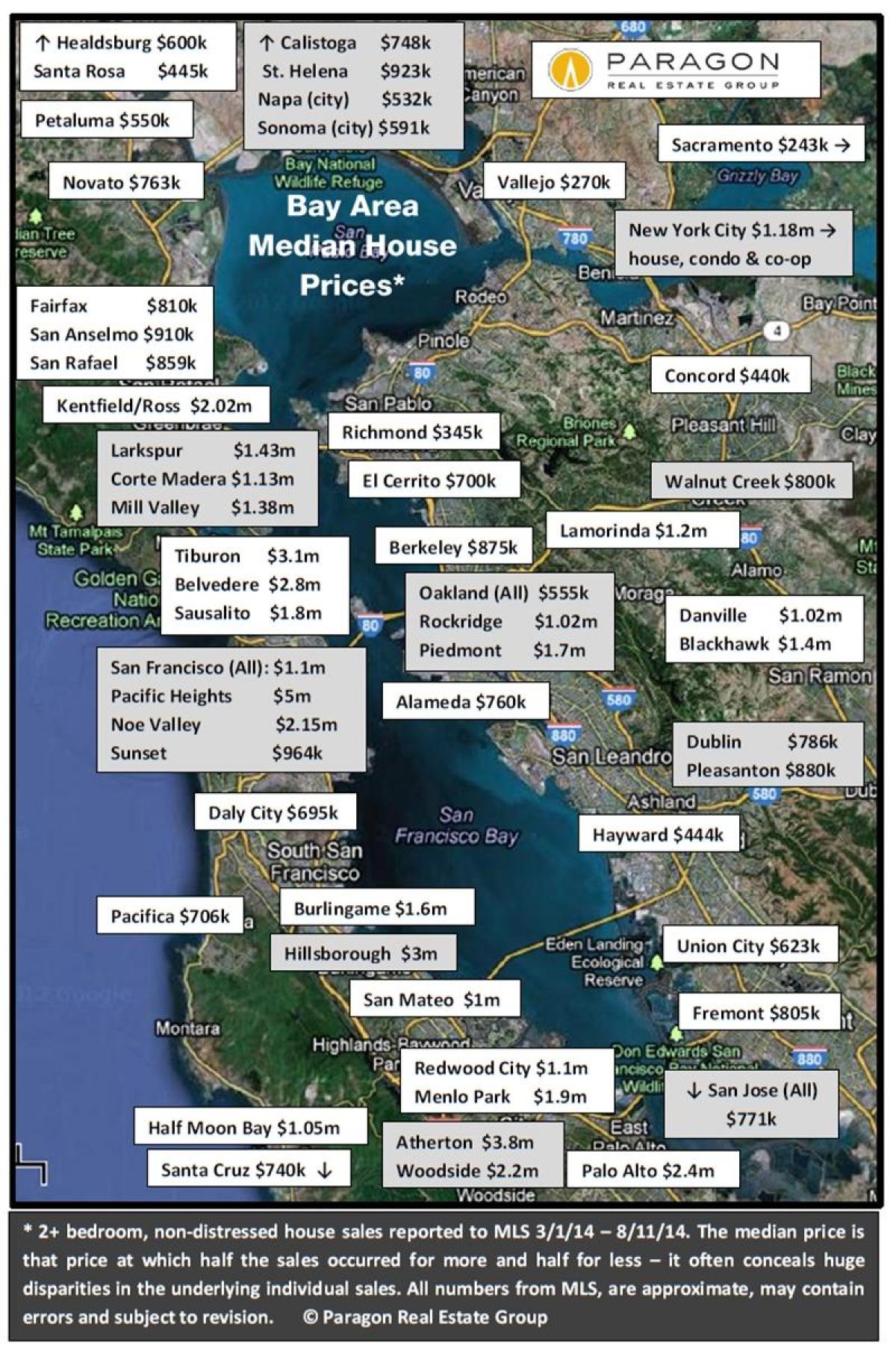 Harta bay area prețurilor locuințelor