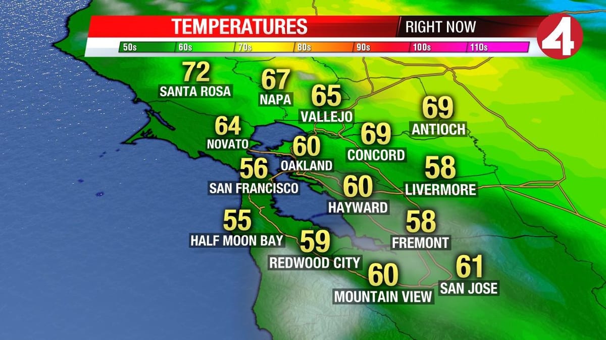 Harta bay area temperatura