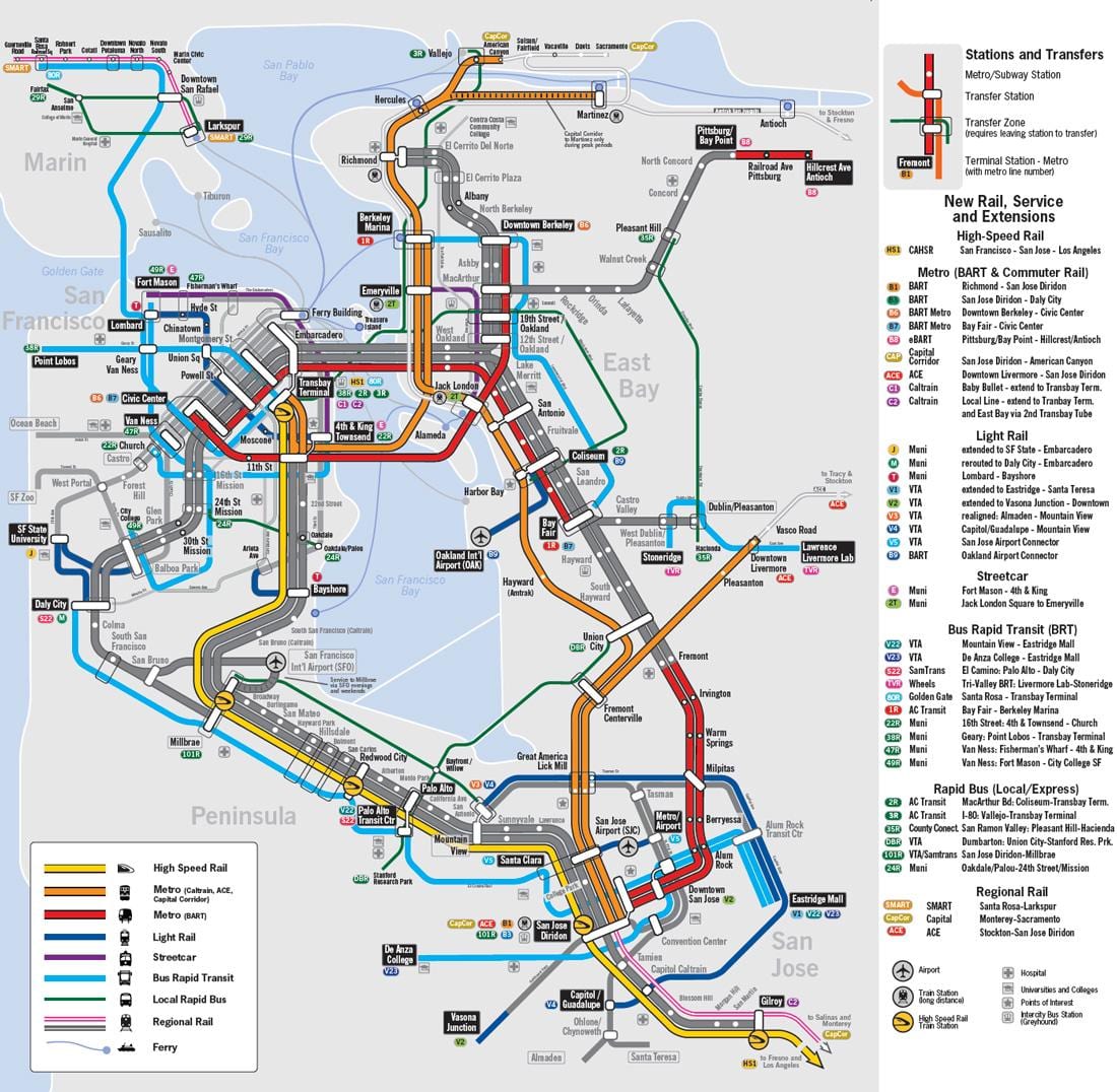 Harta bay area tren