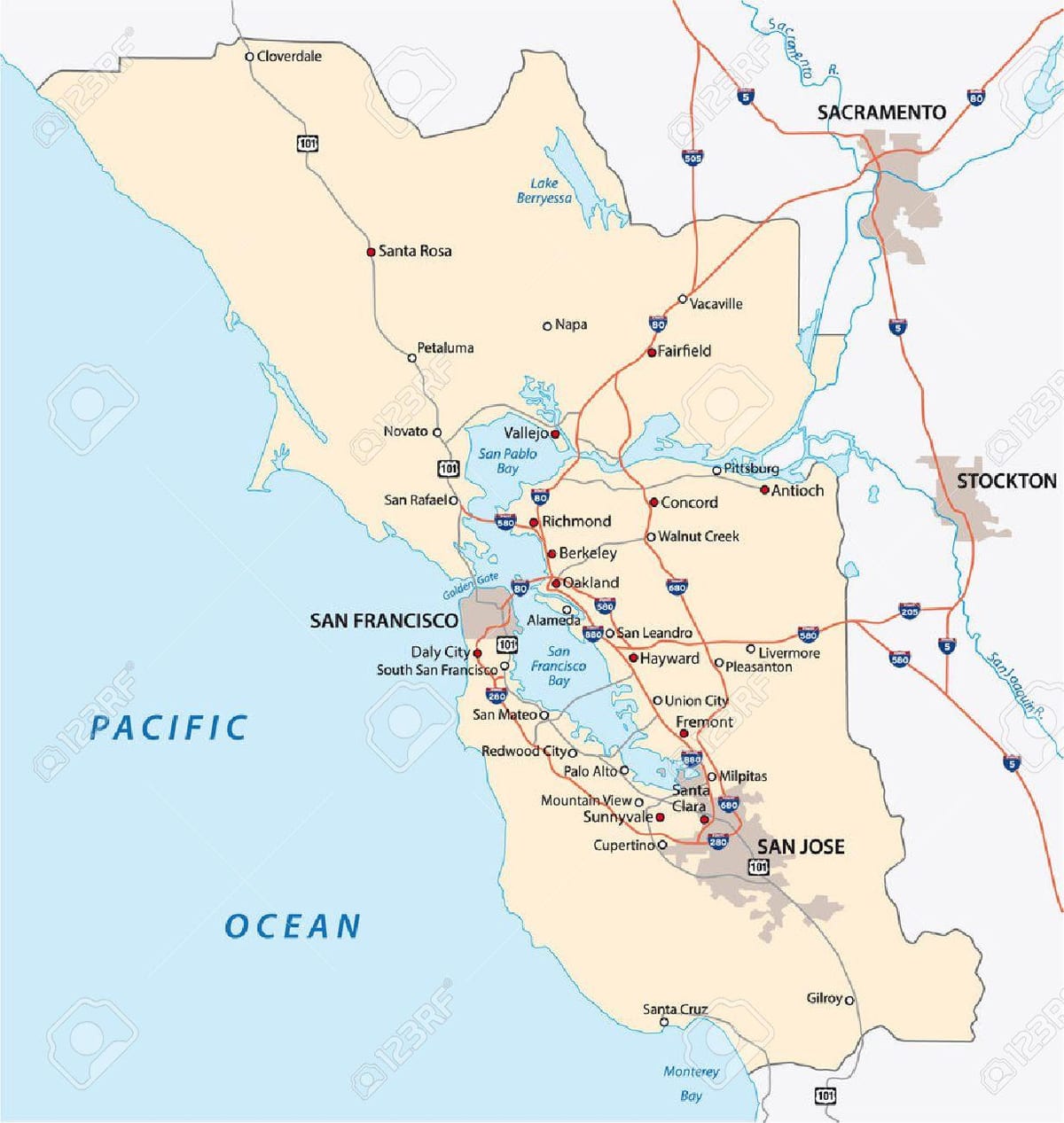 Harta bay area vector