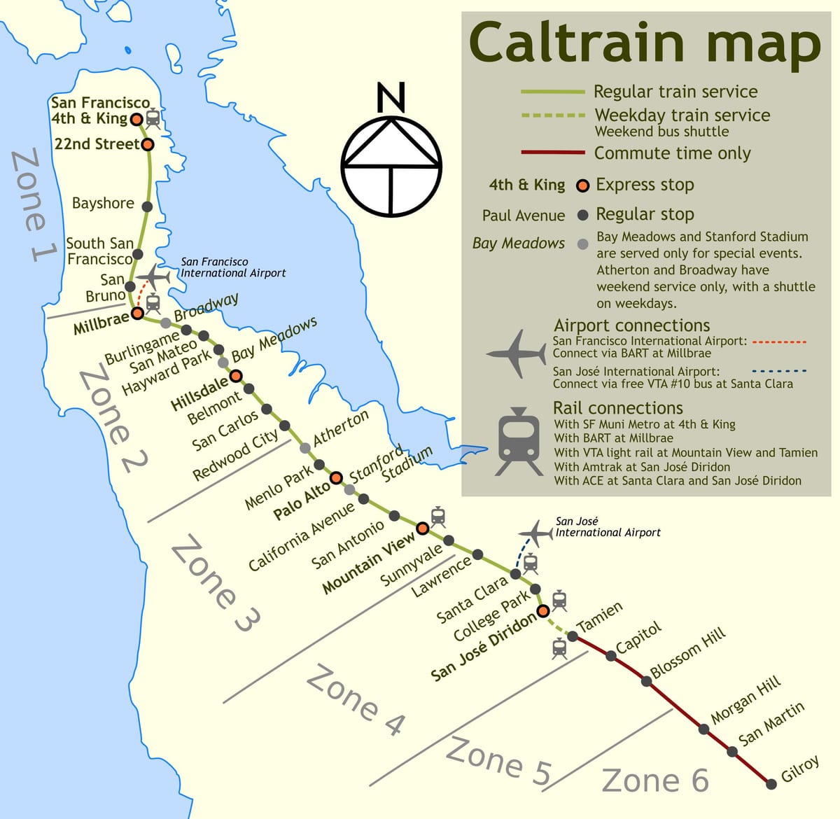 caltrain se oprește hartă