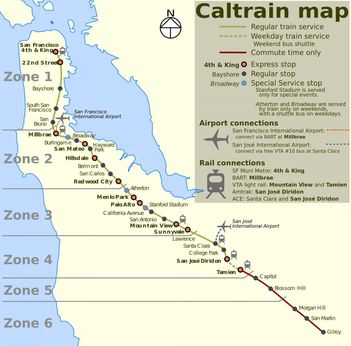 San Francisco caltrain hartă