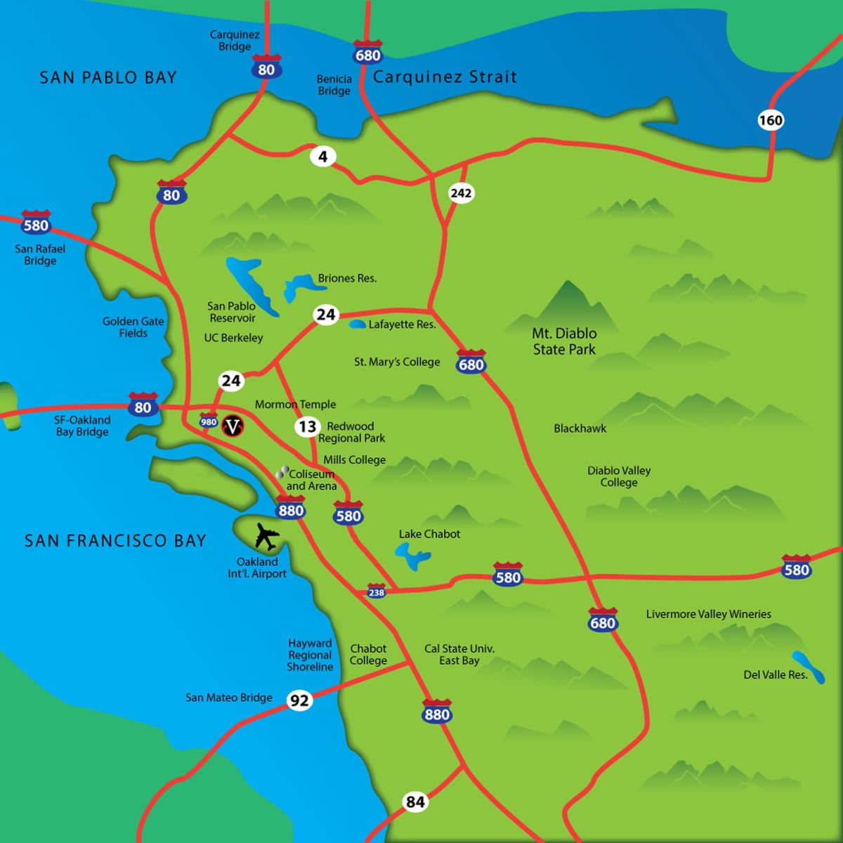 east bay din california hartă