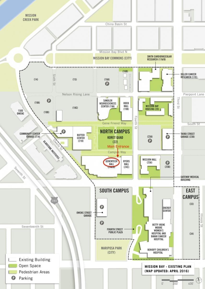 genentech la sud de San Francisco campus hartă