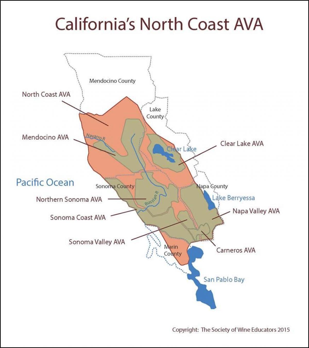 Harta coasta californiei de nord de San Francisco