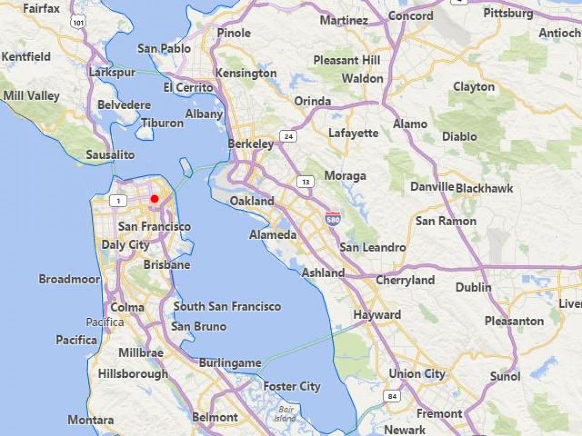 harta de orașe din california, aproape de San Francisco