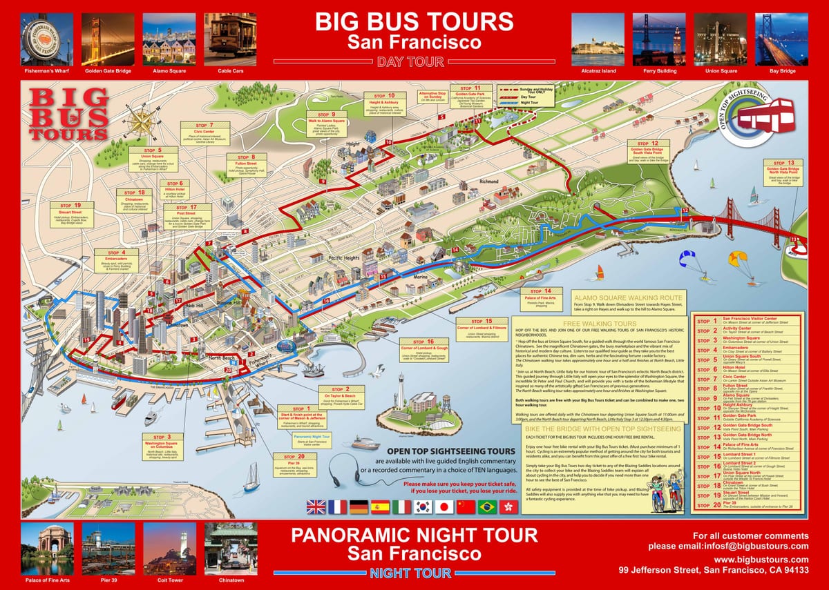 San Francisco hop on hop-off tour hartă