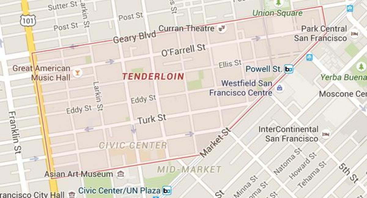 mușchiul San Francisco arată hartă