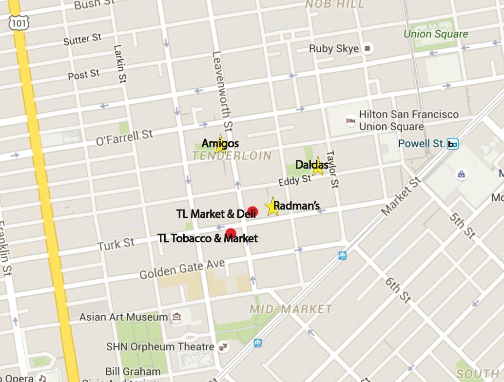 Harta muschiulet de zona San Francisco