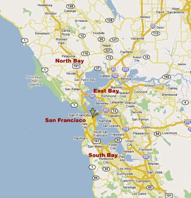 harta south bay, california de nord