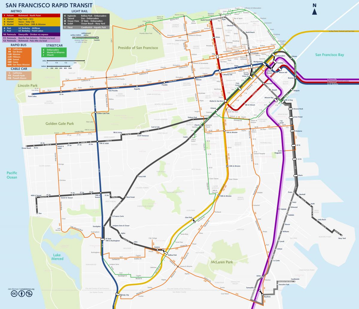 Harta San Fran tranzit