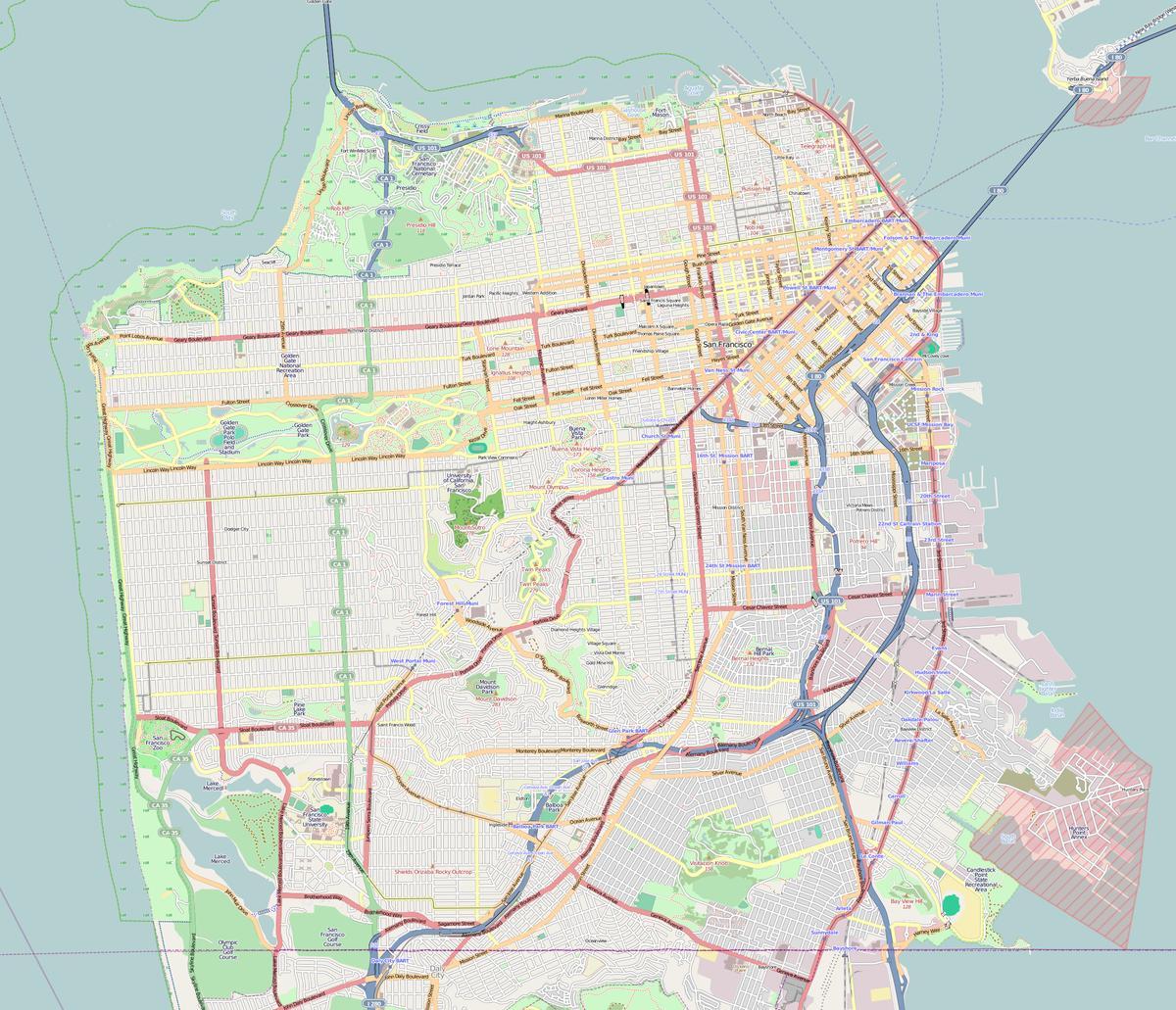 Harta San Francisco contur