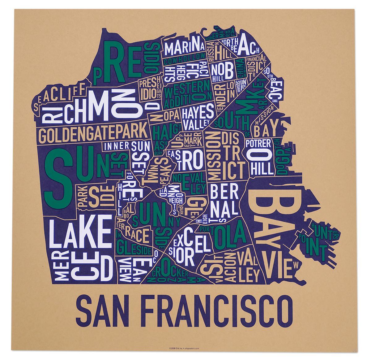 San Francisco harta cartier poster