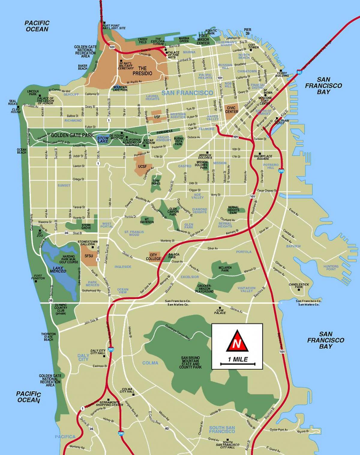 San Fran atractii hartă