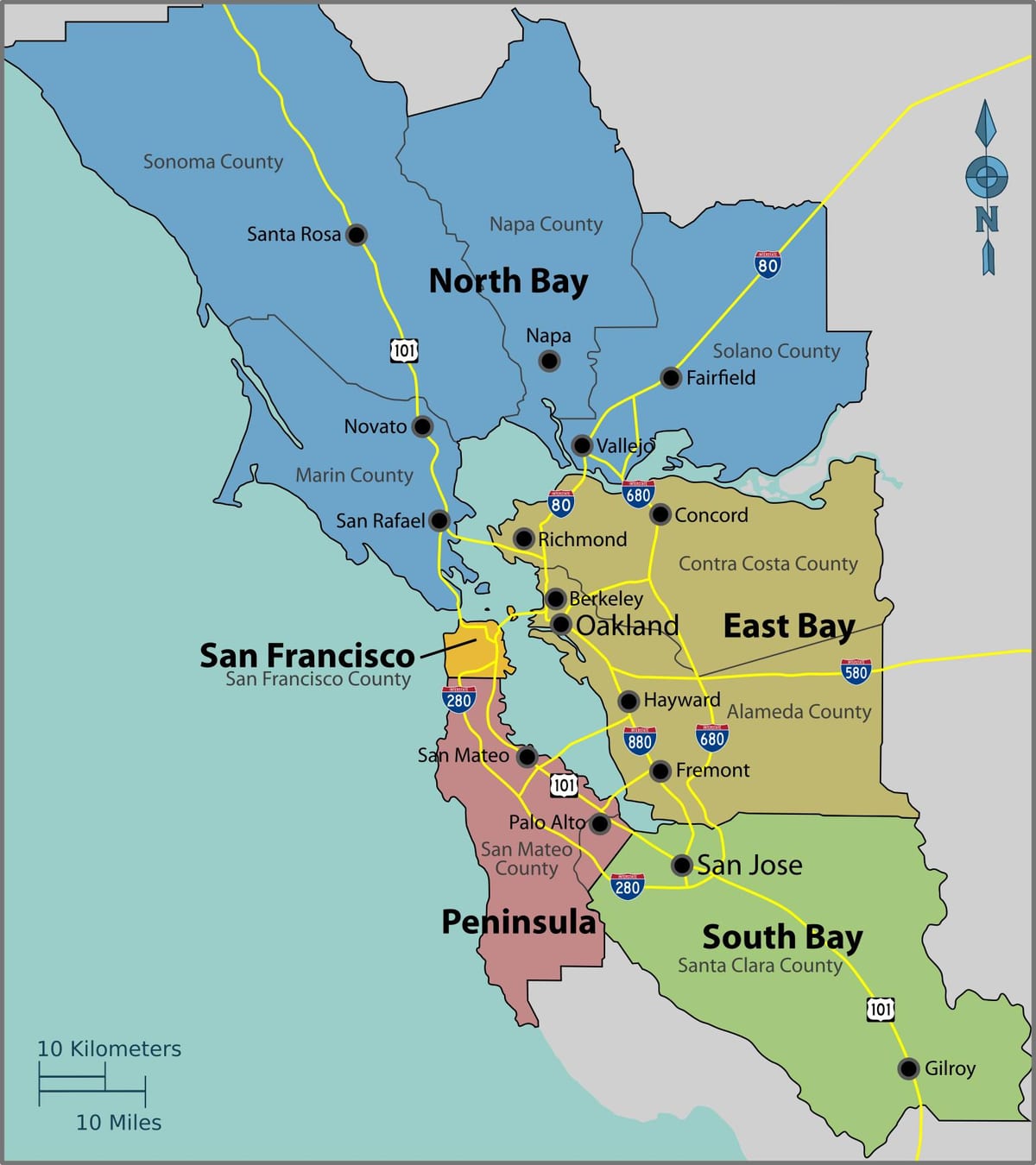 San Francisco bay pe o hartă