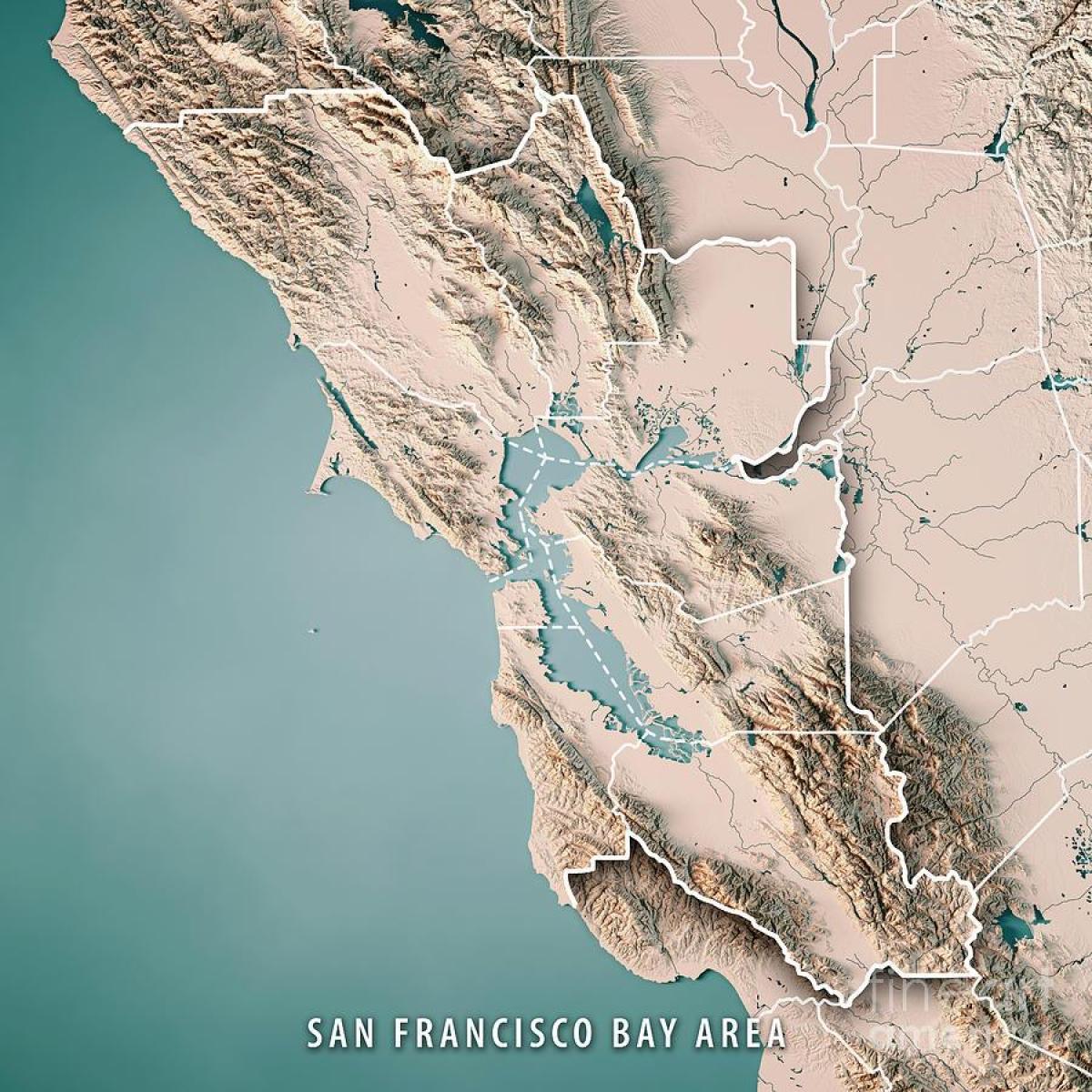 Harta a San Francisco bay topografice 