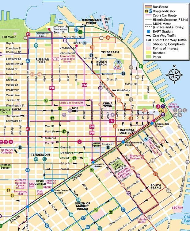 telecabina în San francisco arată hartă