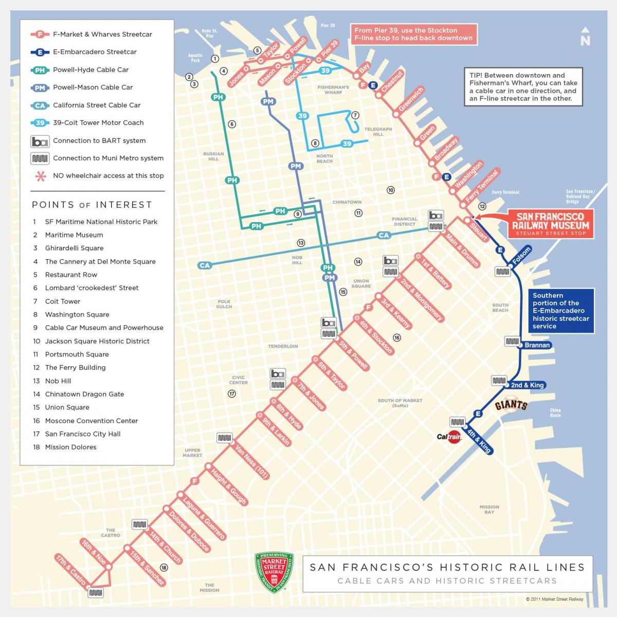 San Francisco cable car programul hartă