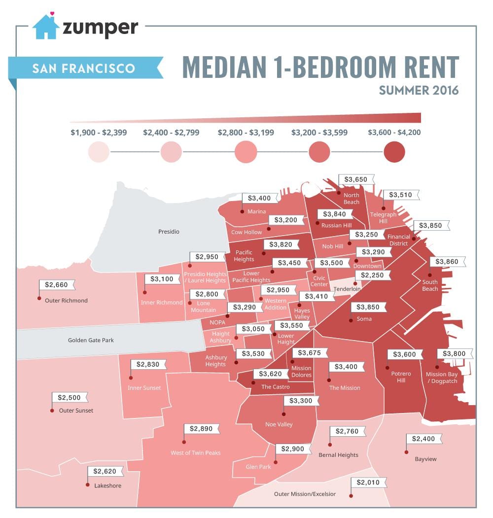 San Francisco prețurile chirie hartă
