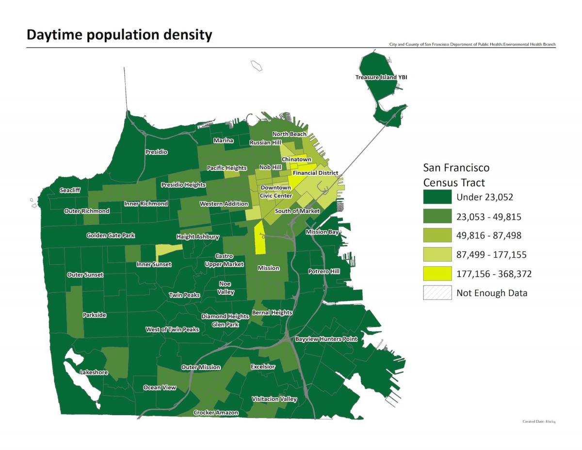 Harta San Francisco densitatea populației