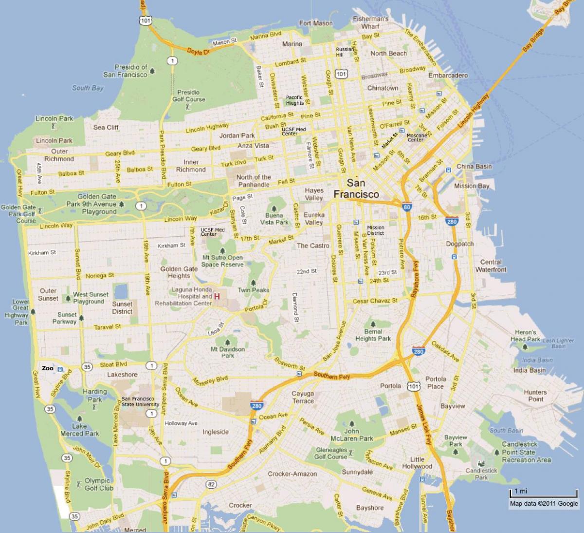 San Francisco obiective turistice harta