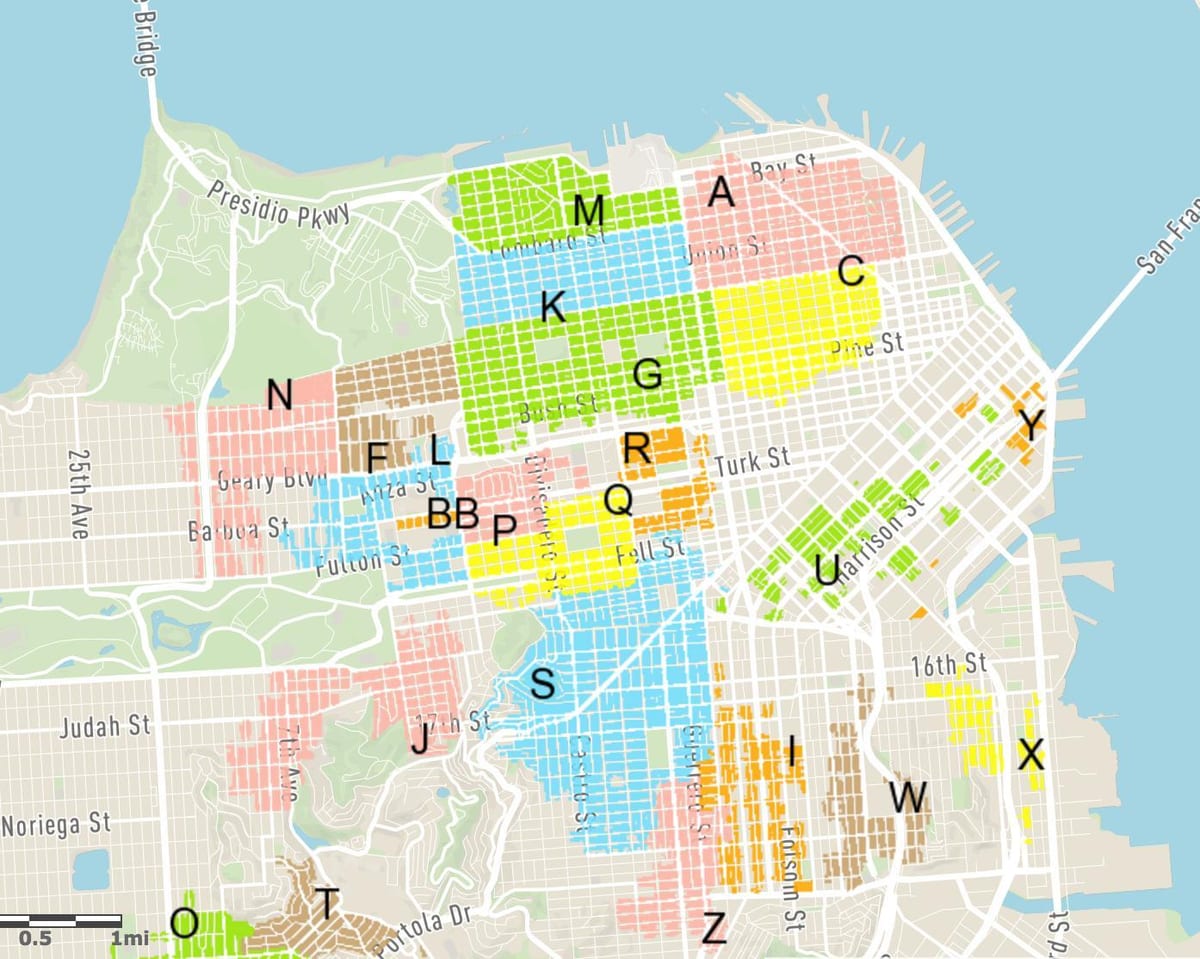 gratuit parcare pe strada San Francisco arată hartă