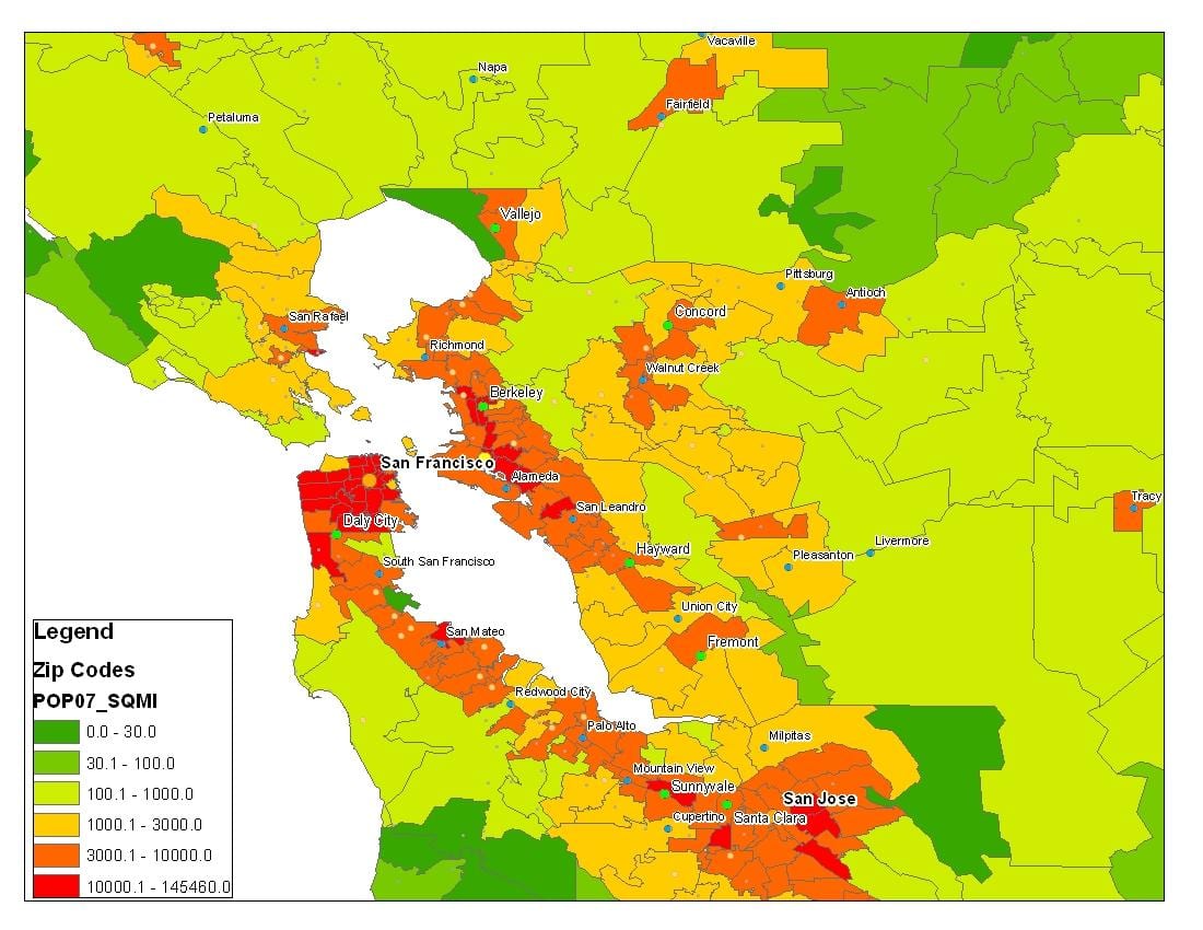 Harta San Francisco populației