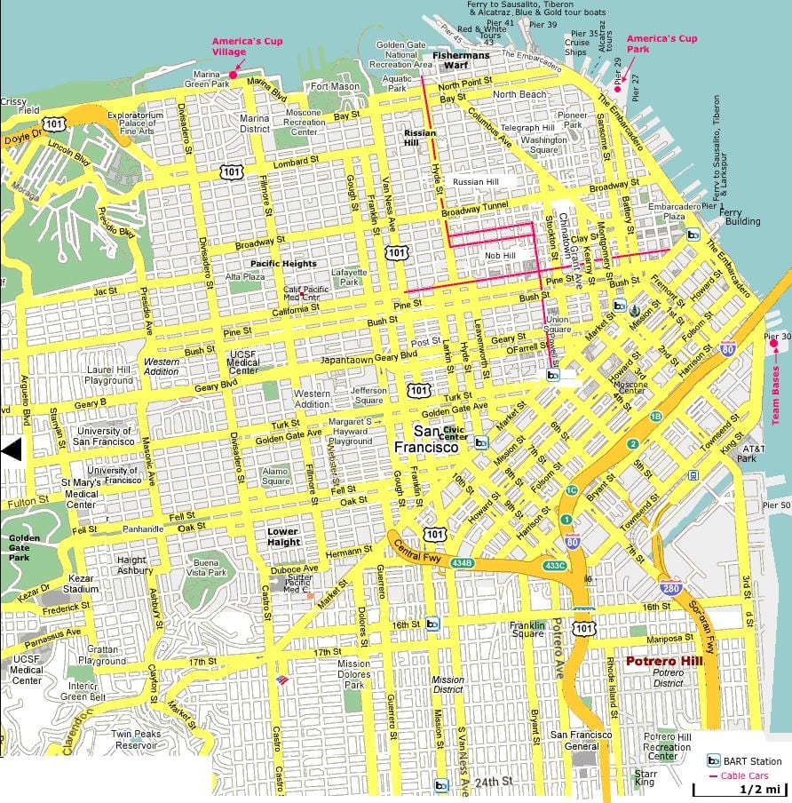 San Francisco locuri de interes hartă