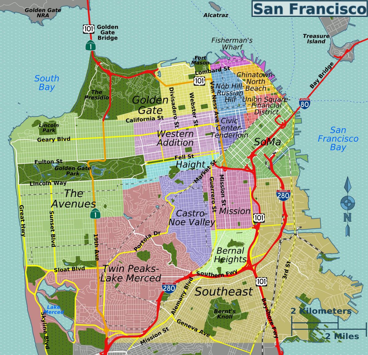harta strada din San Francisco, california