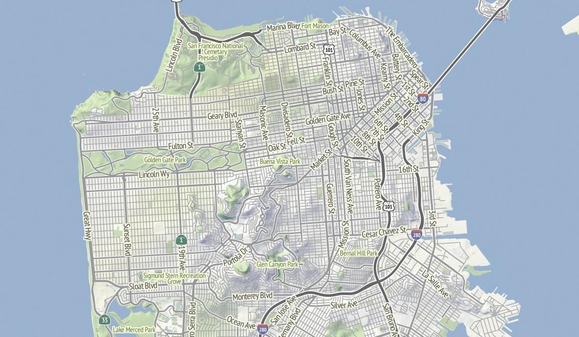 Harta San Francisco teren