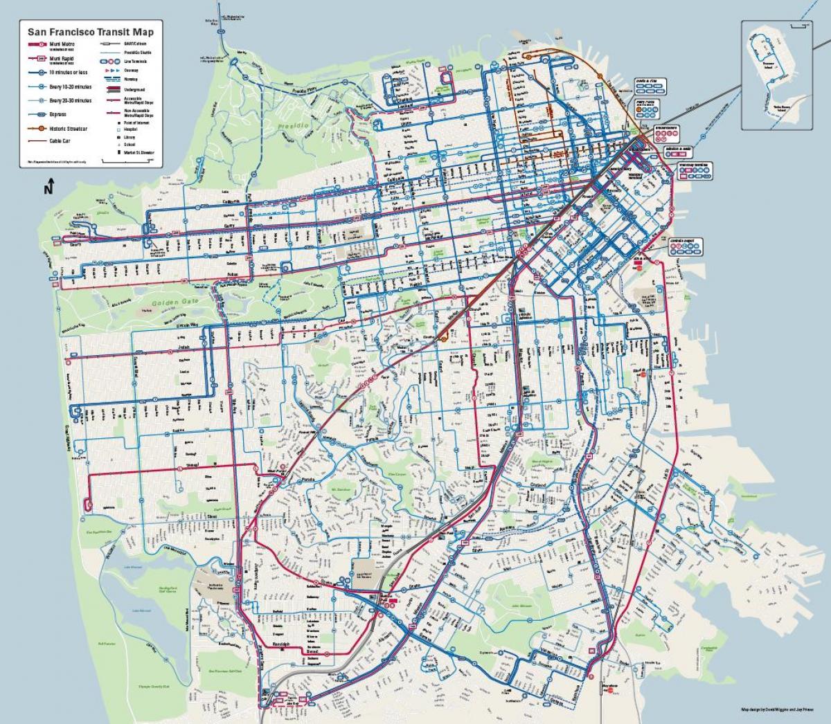 San Francisco sistemul de autobuz hartă