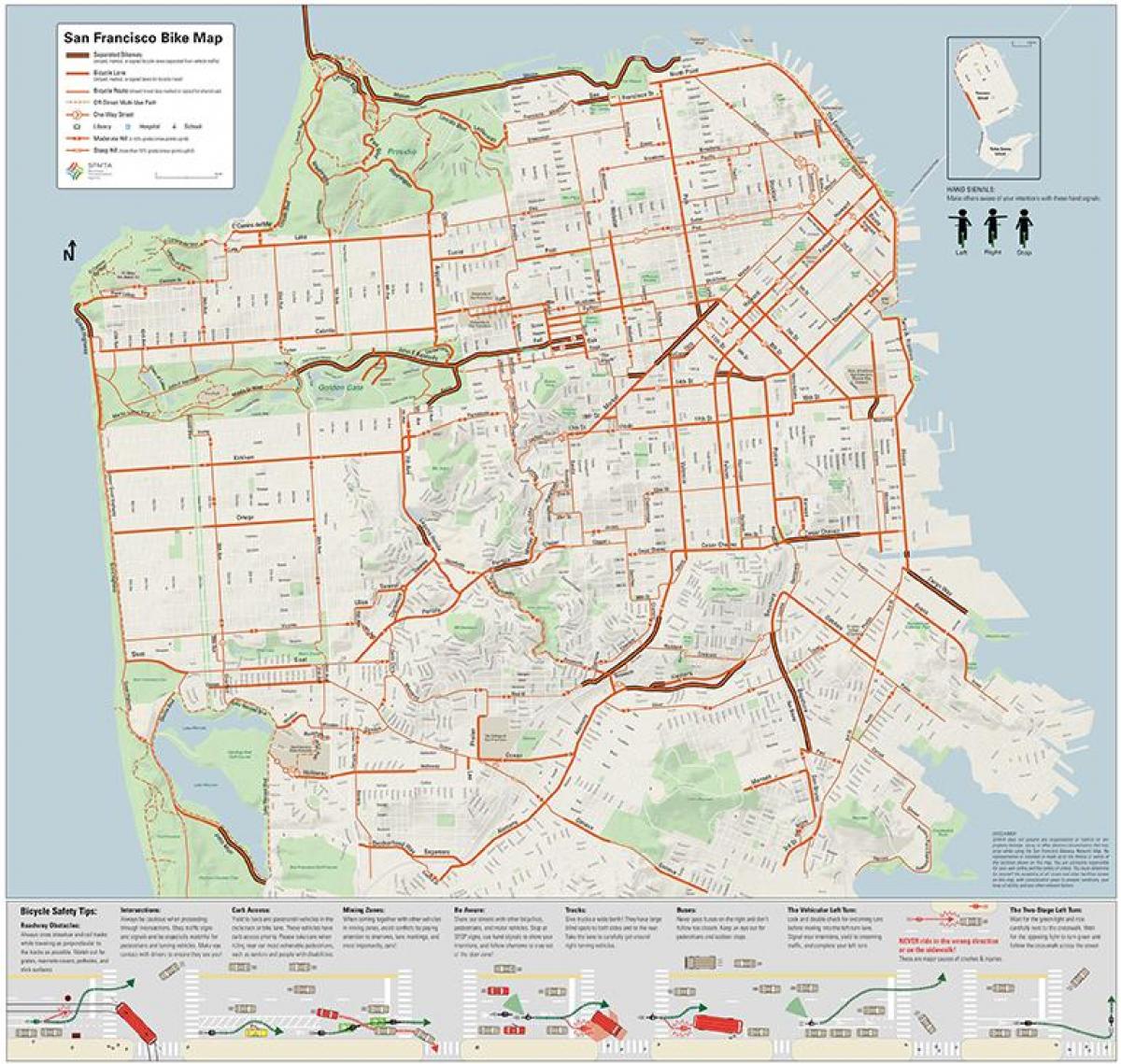 Biciclete San Francisco arată hartă