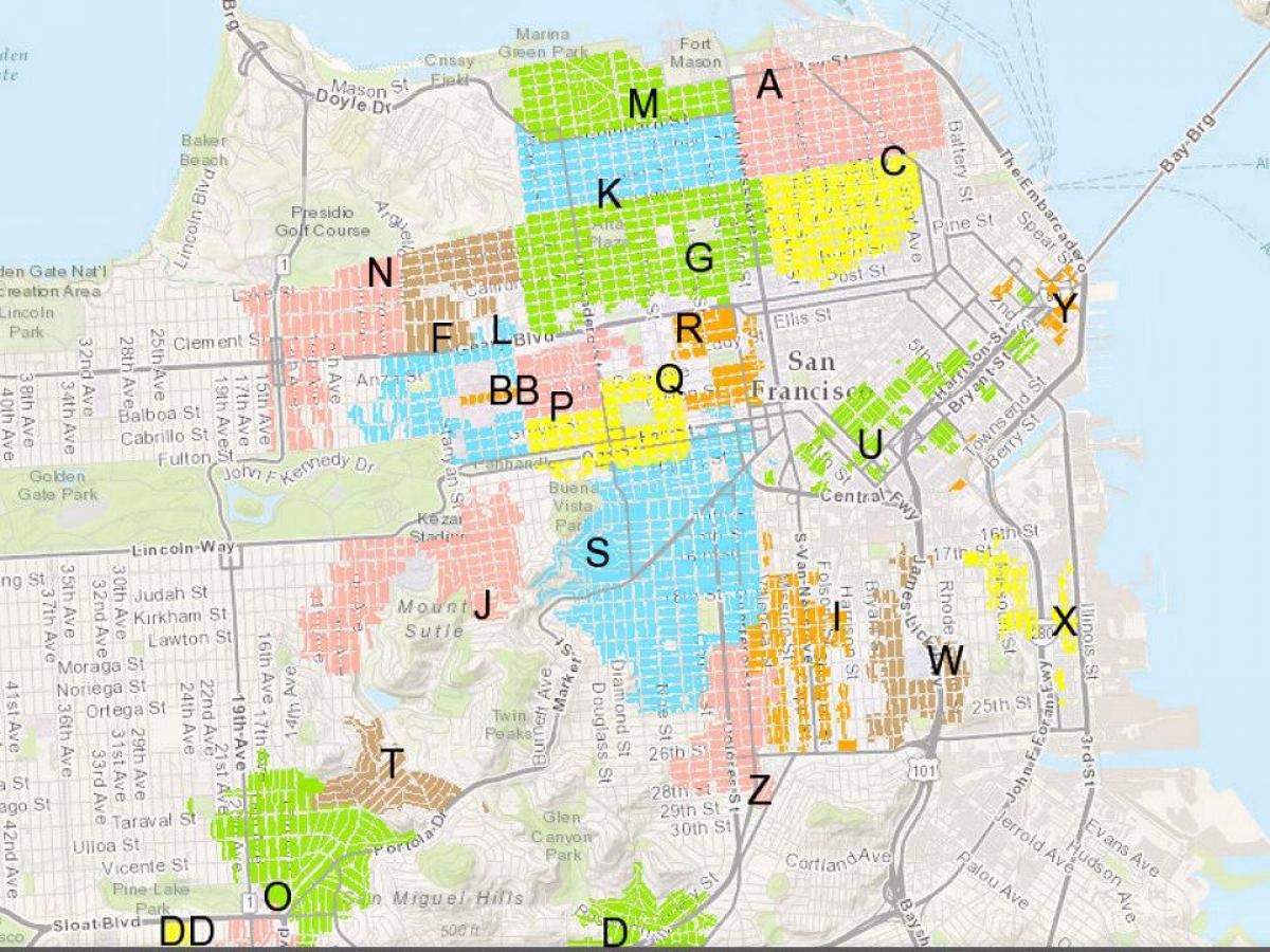 San Francisco zonele de parcare hartă