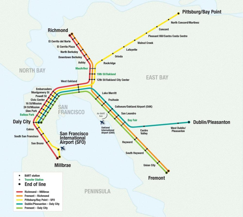 San Francisco aeroport bart hartă