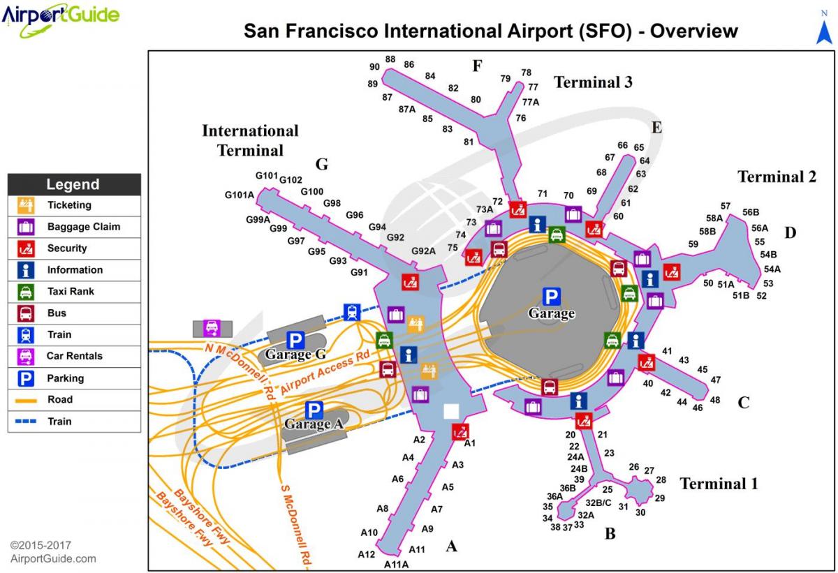 SFO aeroportul internațional hartă