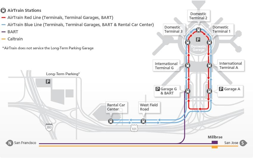 Harta SFO airtrain