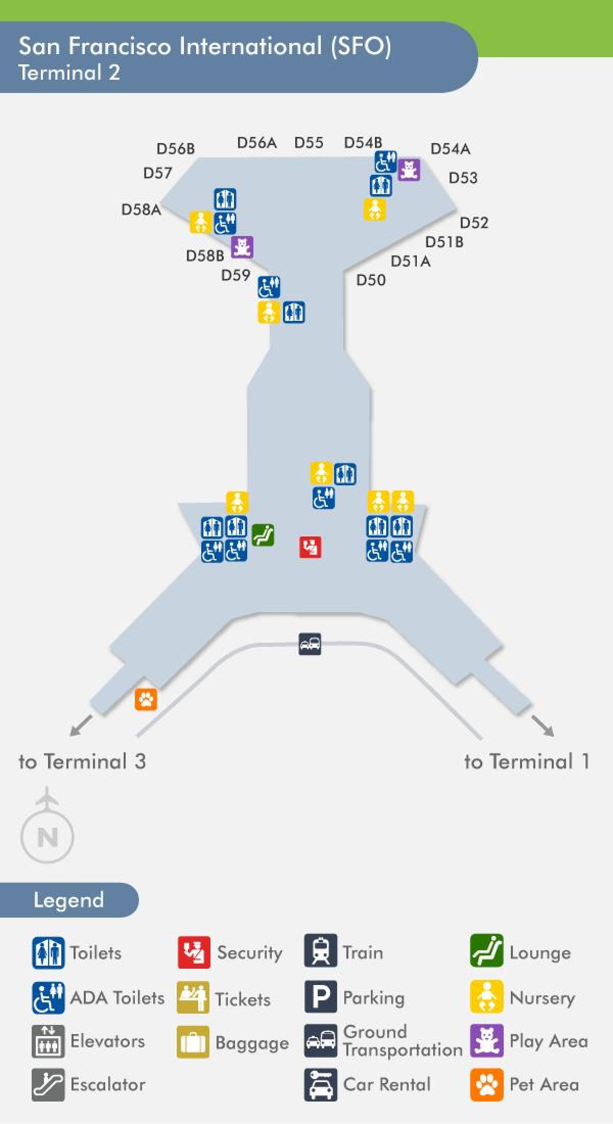 San Francisco airport terminal 2 arată hartă