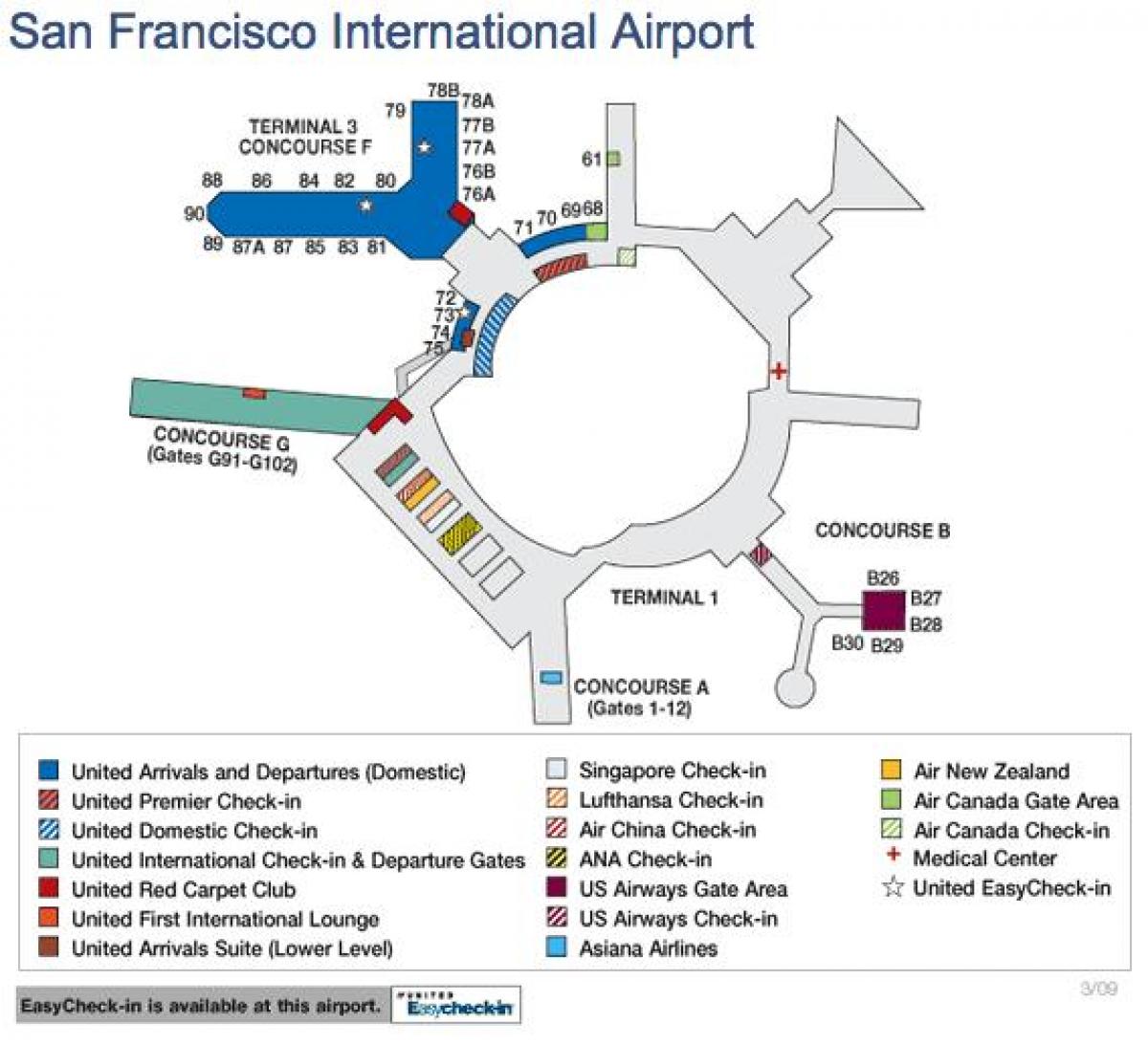 San Francisco airport harta unite