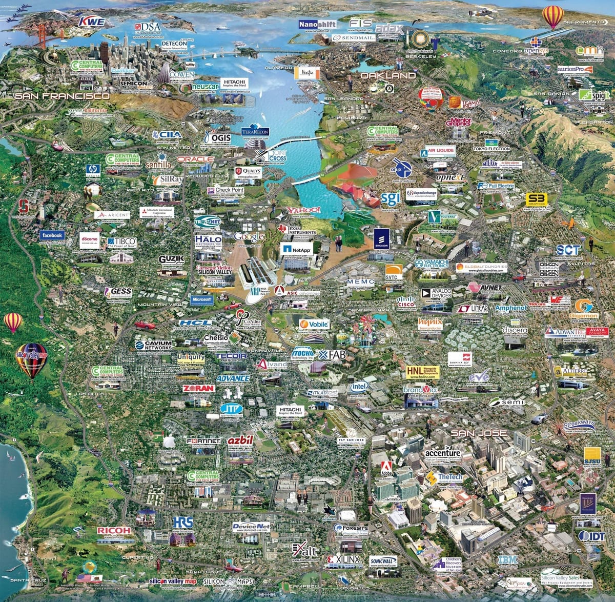 silicon valley high tech hartă