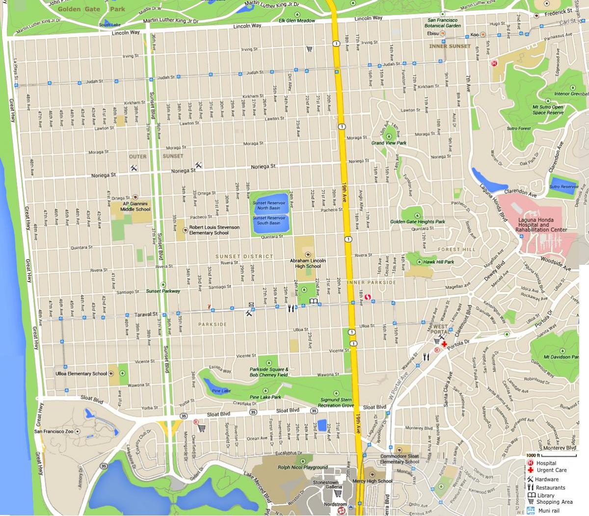 Harta twin peaks San Francisco