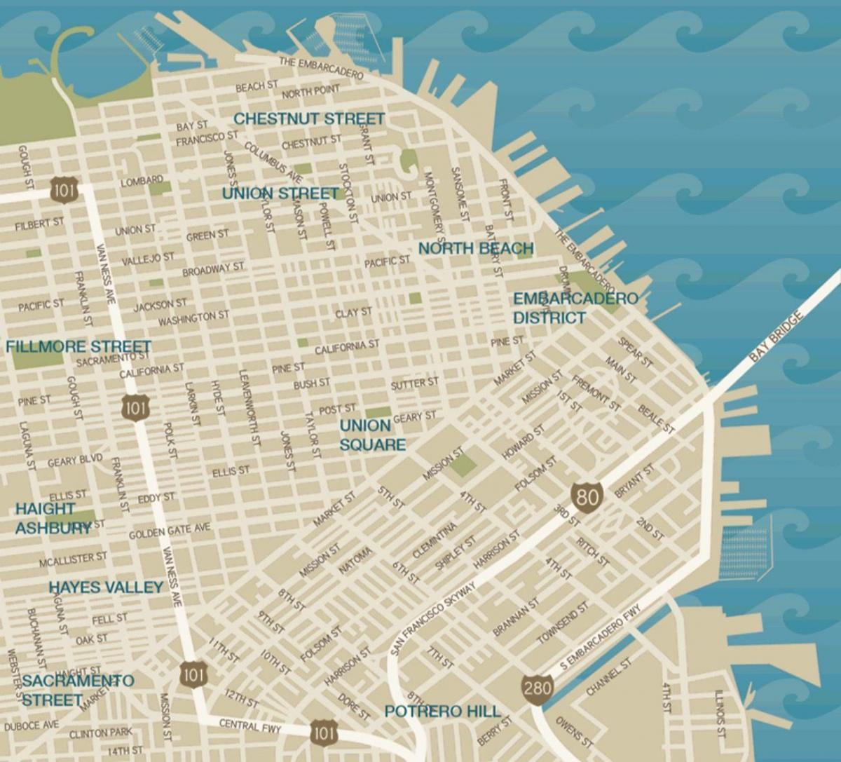 hartă din centrul orasului San Francisco union square