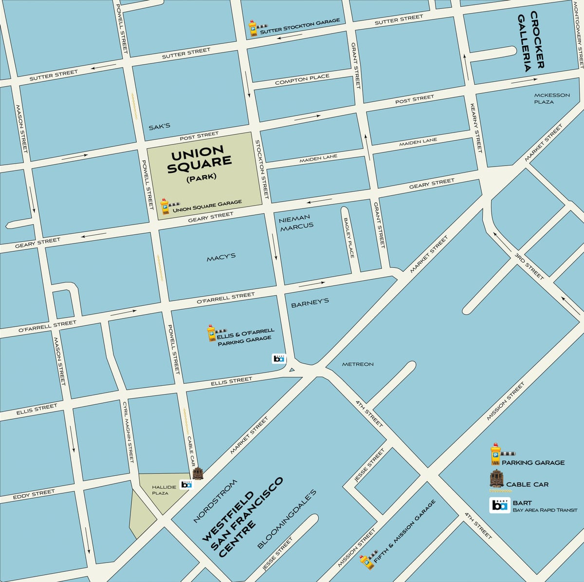 San Francisco de cumpărături hartă