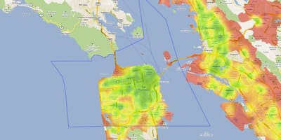 Harta bay area de căldură